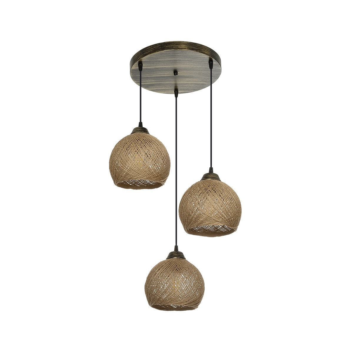 YASAM 203-0025 Vintage Κρεμαστό Φωτιστικό Οροφής με Ντουί 3 x E27 AC 220-240V IP20 - Καφέ - Μ42 x Π42 x Υ54