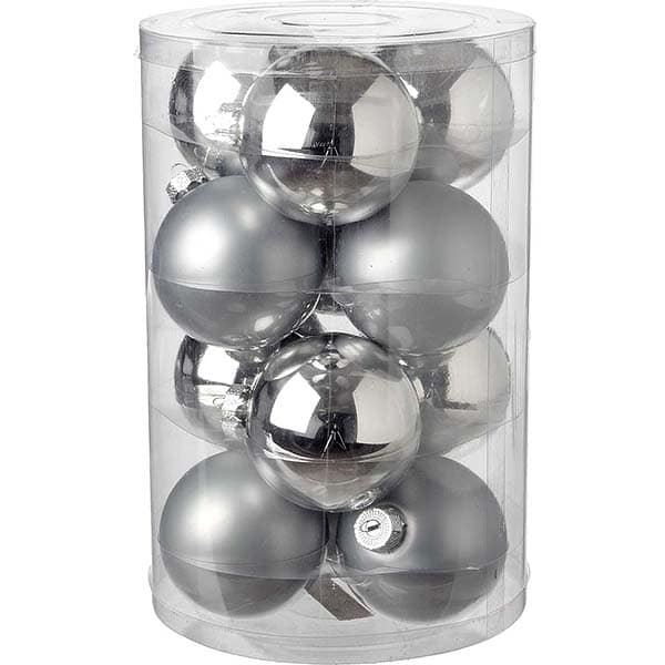 Μπάλα Γυάλινη Χριστουγέννων Ασημί S/12 8εκ