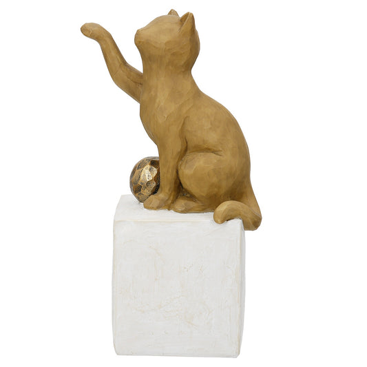 Φιγούρα Cat "Charlie" Πολυρεζίνη Brown 7.5x8.5x19.5