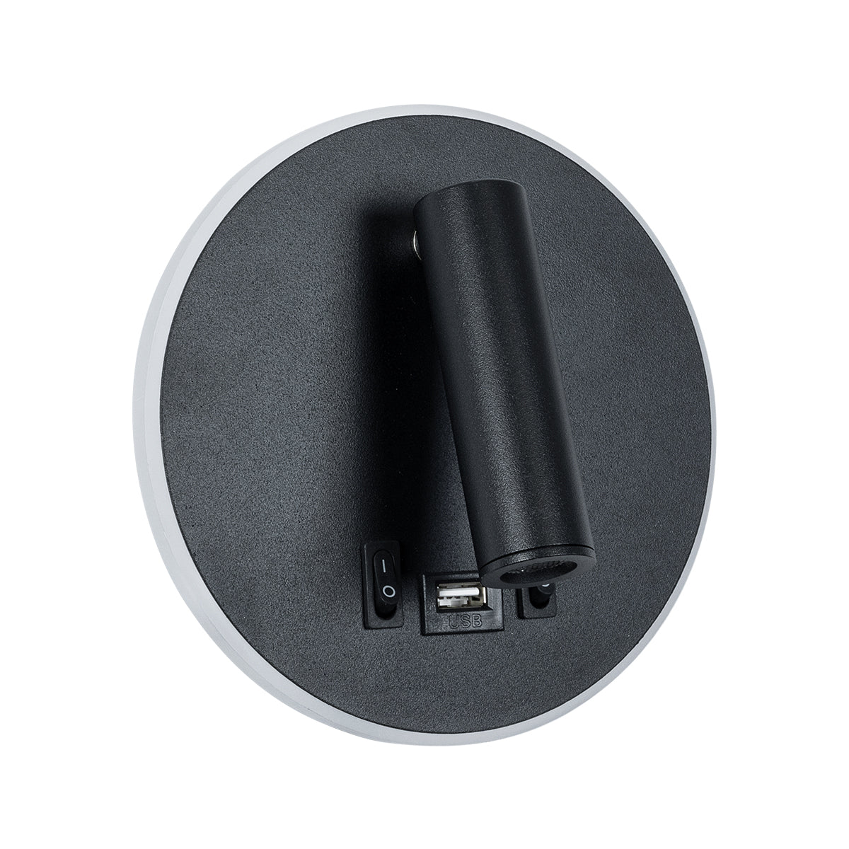 LADY-R 60938 Μοντέρνο Φωτιστικό Τοίχου - Απλίκα Ξενοδοχείου Reading Light με Φορτιστή USB 3A LED 6W 600lm 36° & 360° AC 220-240V IP20 Φυσικό Λευκό 4500K - Bridgelux COB Chip & TÜV SÜD Driver - Μαύρο Ματ - Μ15 x Π15 x Υ7