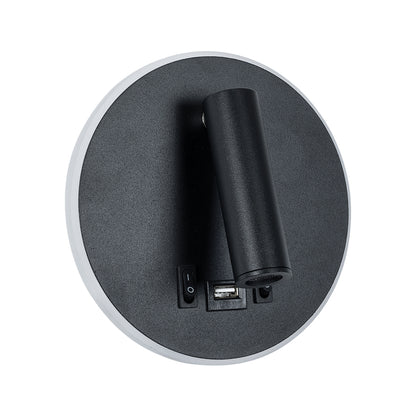 LADY-R 60938 Μοντέρνο Φωτιστικό Τοίχου - Απλίκα Ξενοδοχείου Reading Light με Φορτιστή USB 3A LED 6W 600lm 36° & 360° AC 220-240V IP20 Φυσικό Λευκό 4500K - Bridgelux COB Chip & TÜV SÜD Driver - Μαύρο Ματ - Μ15 x Π15 x Υ7