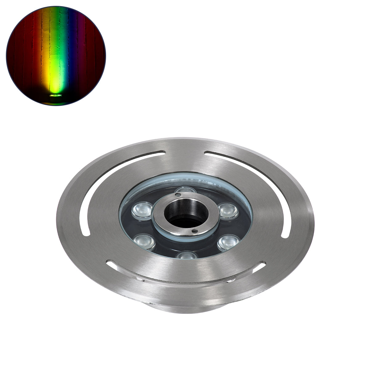 UNDERWATER-DENIS 90434 Υποβρύχιο Χωνευτό Φωτιστικό Σποτ Ειδικό για Σιντριβάνια - Πισίνες - Τζακούζι LED 9W 765lm 30° DC 24V Αδιάβροχο IP68 Φ21 x Υ7.5cm RGBW DMX512 - Ανοξείδωτο Ατσάλι SS304