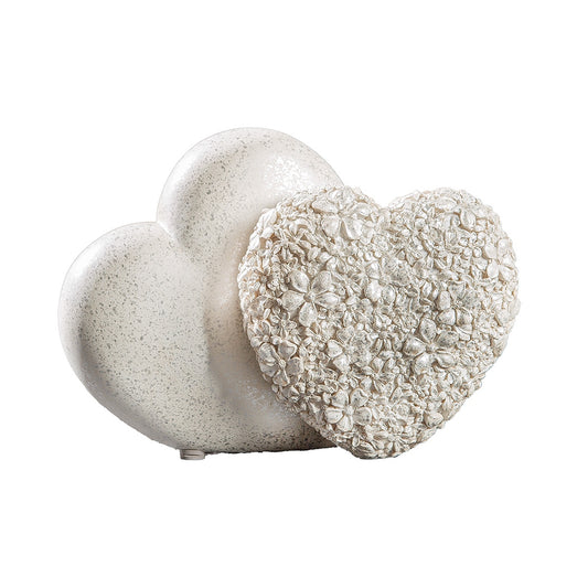 Διακοσμητικό Καρδιά "Flower Heart" Λουλουδάτο Design Πολυρεζίνη Ασημένιο Λευκό 18x8.5x13