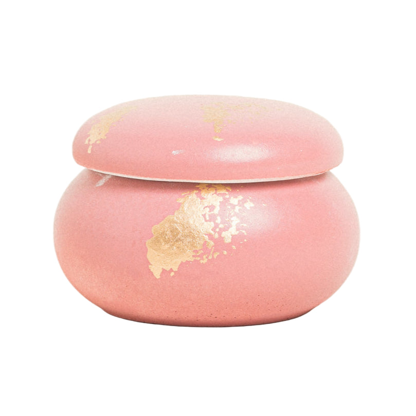 Κεραμική Μπιζουτιέρα Μακαρόν με Χρυσή Λεπτομέρεια Σάπιο Μήλο/Χρυσό 7x7x5