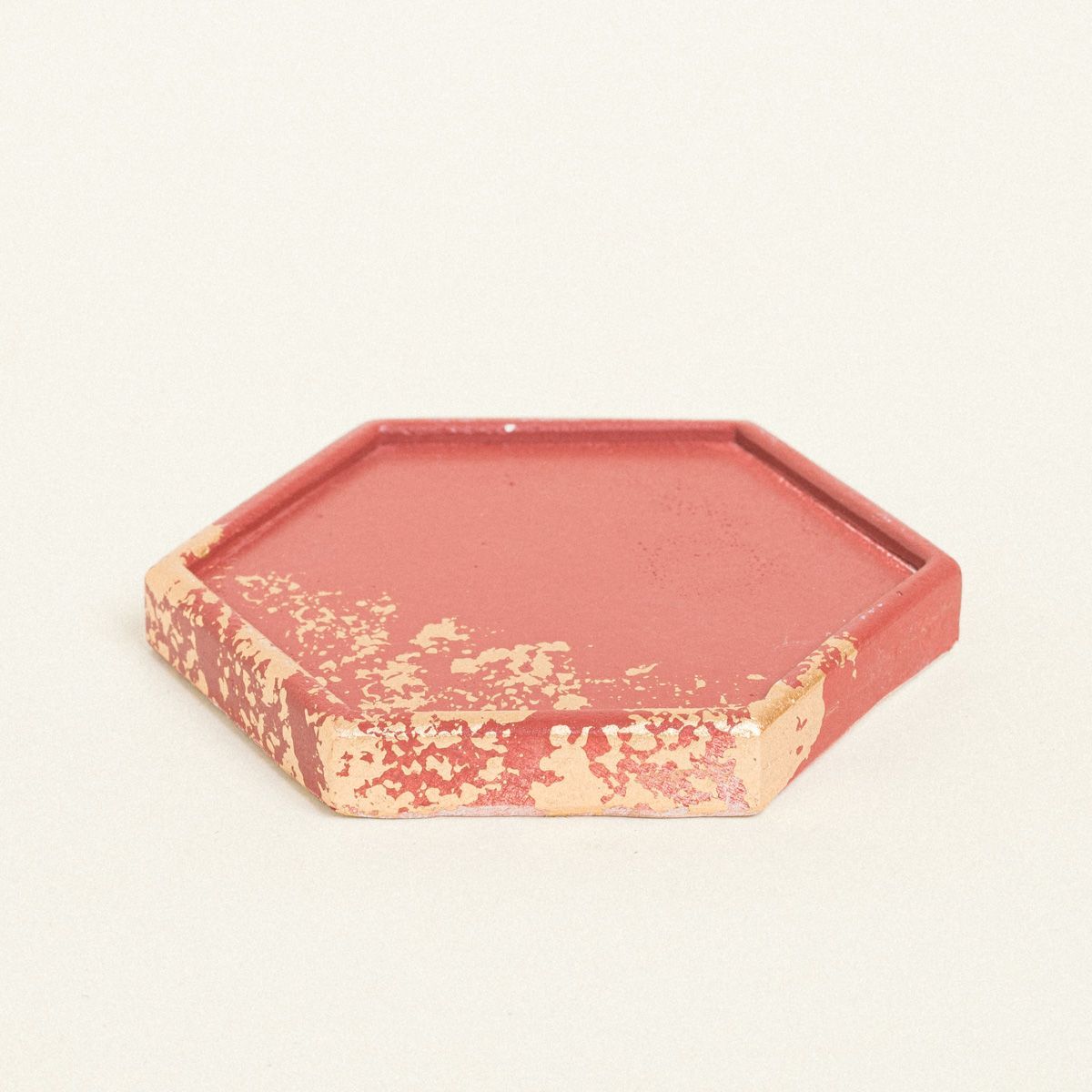 Κεραμικό Πολύγωνο Σουβέρ με Χρυσές Λεπτομέρειες 9x10x1 Μπορντώ/Χρυσό