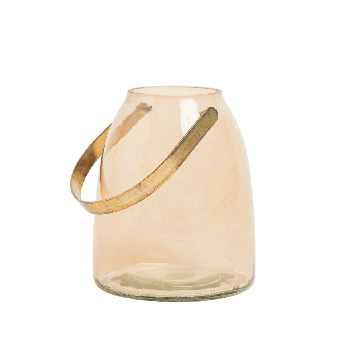 Γυάλινο Φανάρι με Μεταλλική Λαβή Κεχριμπάρι 14x14x17