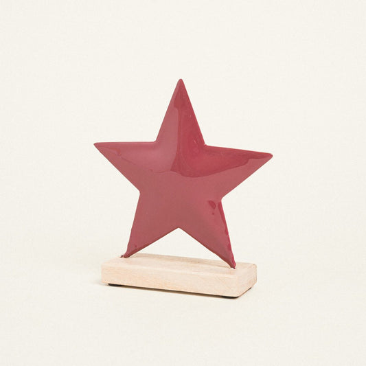 Μεταλλικό Αστέρι με Βάση 15x16εκ Μπορντώ