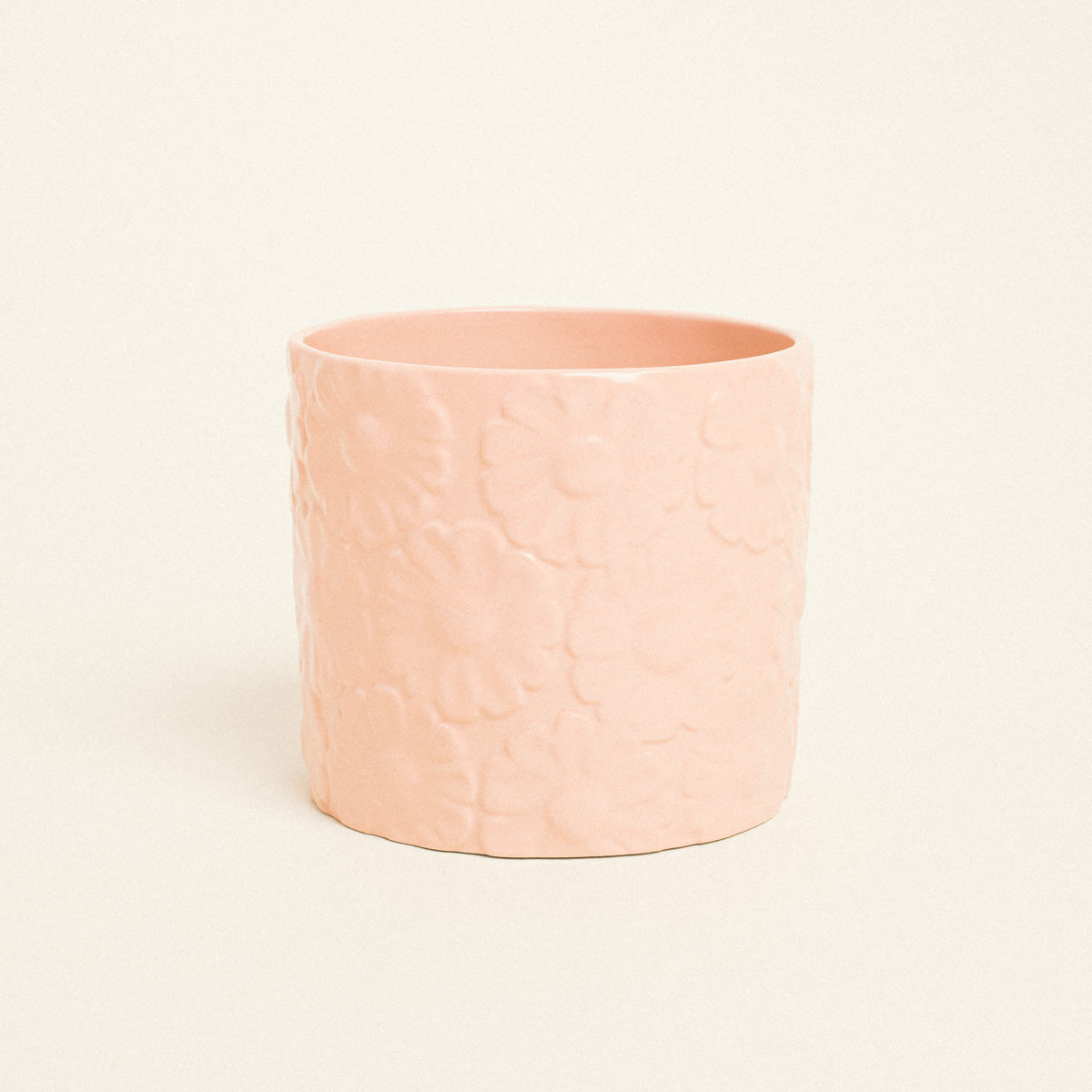 Κασπώ Πήλινο με Ανάγλυφο Σχέδιο Λουλουδιών 13x13x13 Σομόν