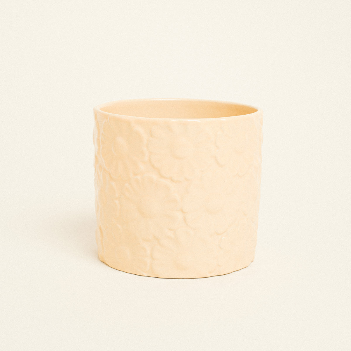 Κασπώ Πήλινο με Ανάγλυφο Σχέδιο Λουλουδιών 13x13x13 Κίτρινο