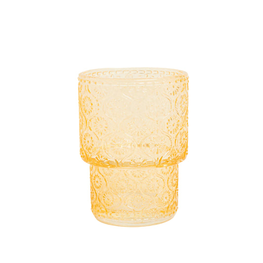 Κηροπήγιο Γυάλινο 7x7x9 Κίτρινο