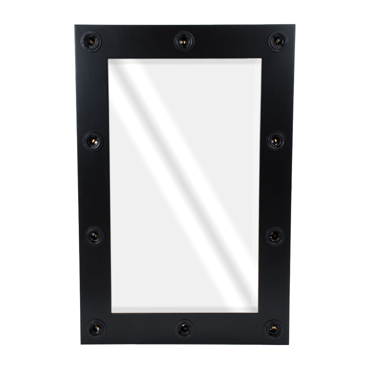 MAKEUP MIRROR-60x90-5 Μοντέρνος Καθρέπτης Μακιγιάζ με Πλαίσιο Φυσικού Ξύλου με Διακόπτη On/Off 10 x E27 AC220-240V - Μ60 x Π7 x Υ90cm - Μαύρος Έβενος