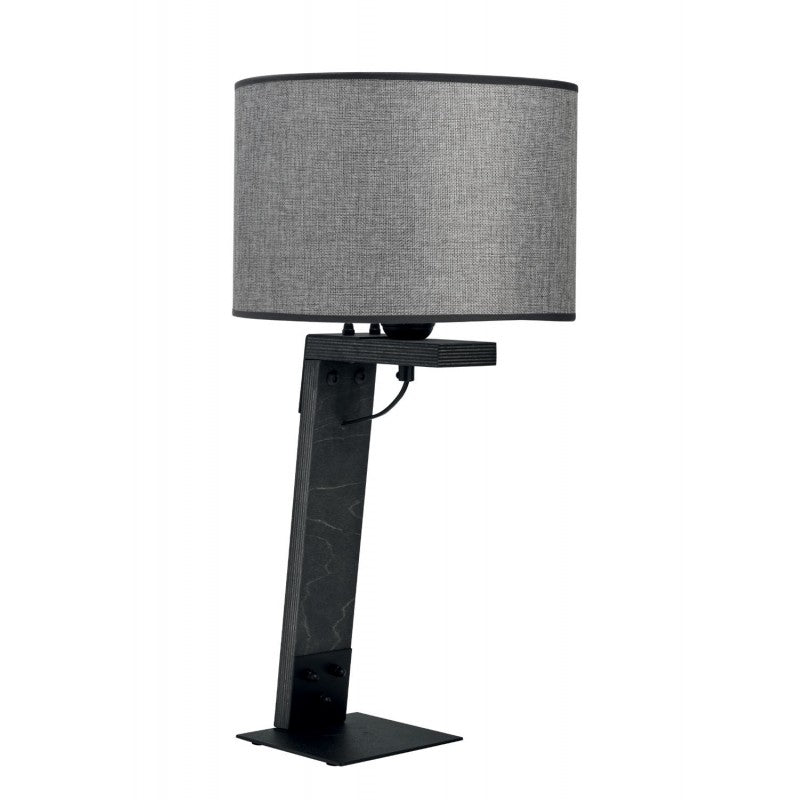 Επιτραπέζια Λάμπα Φωτιστικό Ξύλο/Αμπαζούρ Γκρι Ε27