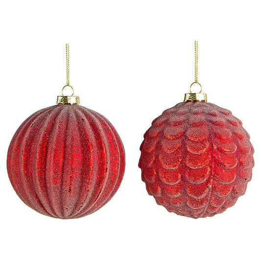 Μπάλα Γυάλινη Κόκκινη 2 Σχδ 10εκ