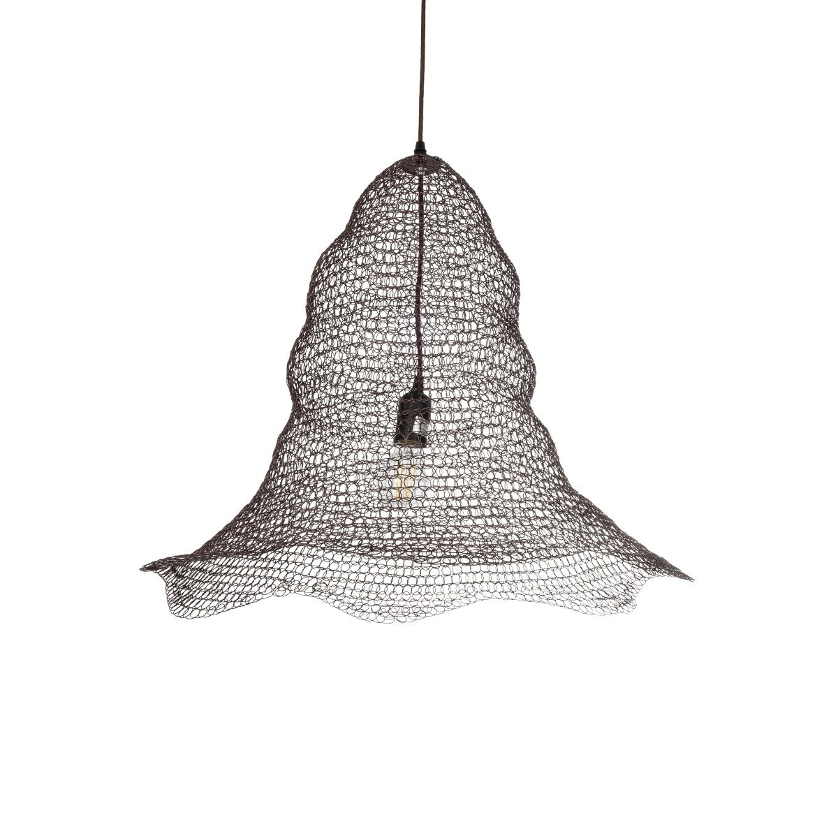 KENTUCKY 01893 Vintage Κρεμαστό Φωτιστικό Πλέγμα Μονόφωτο 1 x E27 IP20 Καφέ Μέταλλο - Μ60 x Π60 x Υ52cm