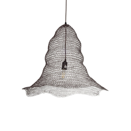 KENTUCKY 01893 Vintage Κρεμαστό Φωτιστικό Πλέγμα Μονόφωτο 1 x E27 IP20 Καφέ Μέταλλο - Μ60 x Π60 x Υ52cm