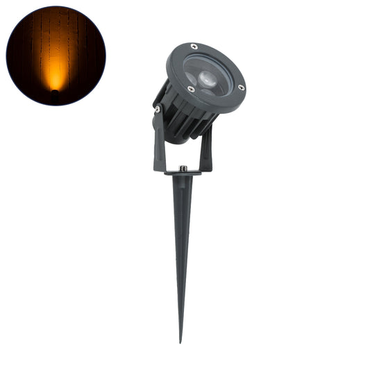 TREELIGHT-TZINA 90350 Σποτ Φωτισμού για Φυτά - Δέντρα με Βάση Κήπου / Καρφωτό LED 3W 315lm 10° DC 24V Αδιάβροχο IP65 Πορτοκαλί 2200K Dimmable - Γκρι Ανθρακί - Μ10.5 x Π7.5 x Υ7.5