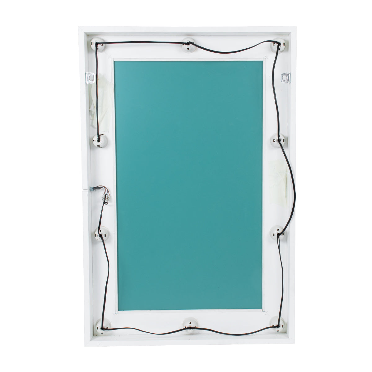 MAKEUP MIRROR-60x90-4 Μοντέρνος Καθρέπτης Μακιγιάζ με Πλαίσιο Φυσικού Ξύλου με Διακόπτη On/Off 10 x E27 AC220-240V - Μ60 x Π7 x Υ90cm - Λευκή Λάκα