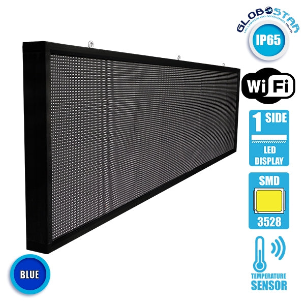 90293 Κυλιόμενη Ψηφιακή Επιγραφή P10 LED SMD AC 220-240V με Wi-Fi - Αδιάβροχή IP54 - Μονής Όψης - Μ264 x Π9 x Υ72cm Μπλε