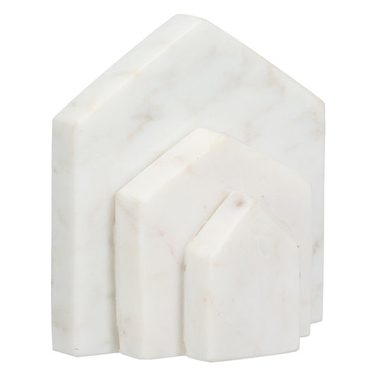 Βιβλιοθήκη Σπίτι Μαρμάρινο Μπεζ Λευκό 11x5x12