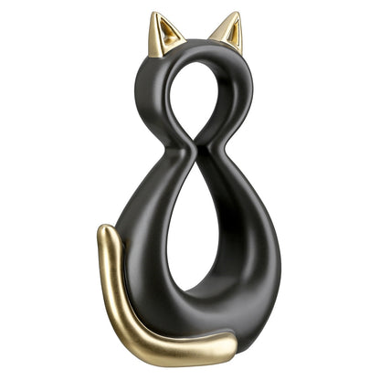 Φιγούρα Γάτα 'Catty' Κεραμικό Μαύρο/Χρυσό 6x11x17