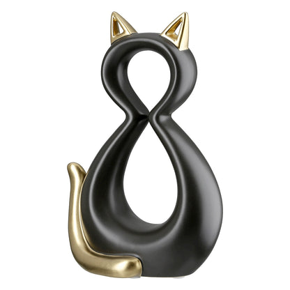 Φιγούρα Γάτα 'Catty' Κεραμικό Μαύρο/Χρυσό 6x11x17