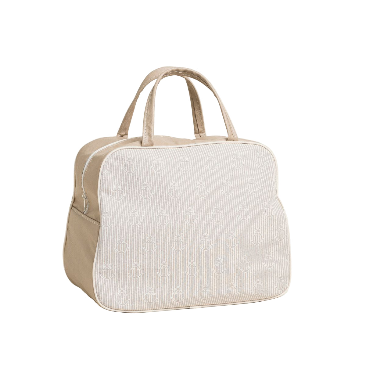 Τσάντα Χειρός 35x40x23 Άγκυρα Ριγέ Μπεζ