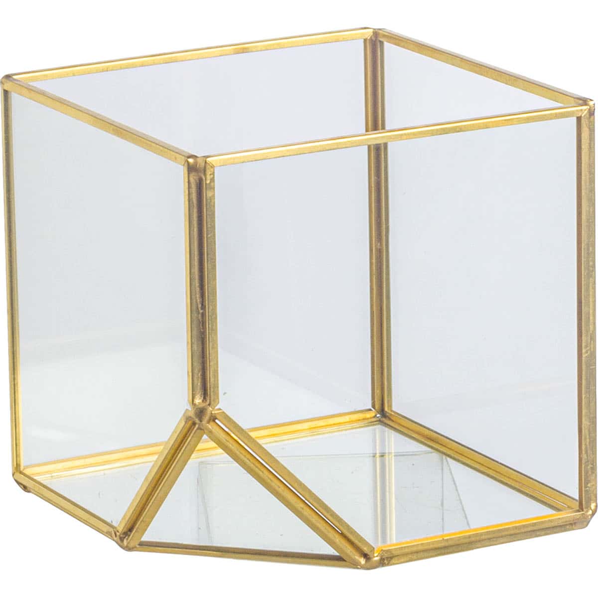 Κηροπήγιο Terrarium Χρυσό 10x10x10