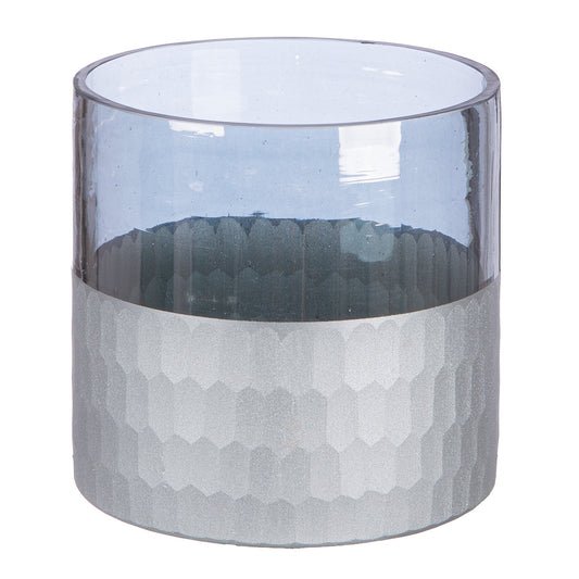 Φανάρι Καταιγίδας "Canus" Γυάλινο Γκρι Ασημένιο 10x10x8