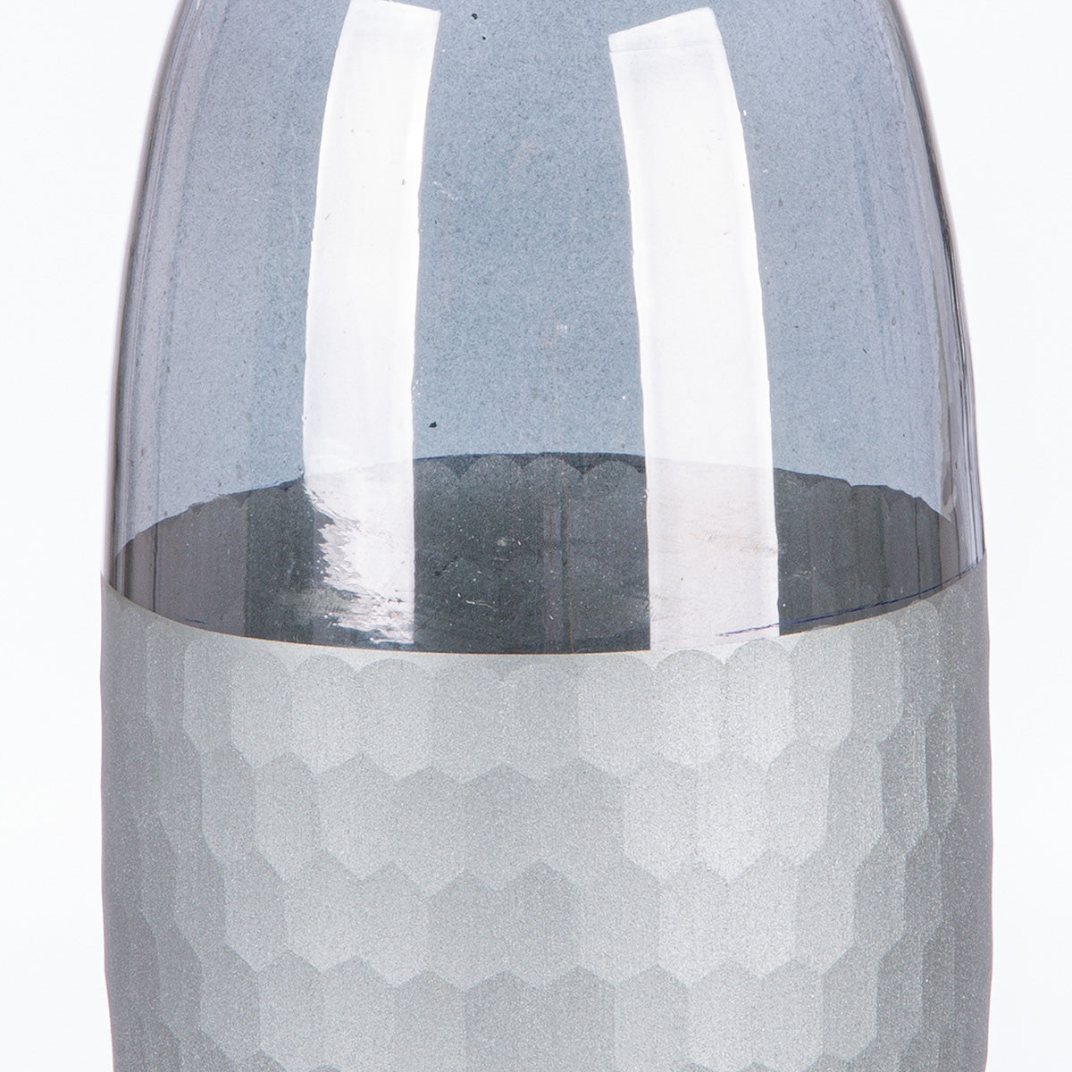 Βάζο Μπουκαλιού "Canus" Γυάλινα Γκρι Ασημί 10x10x24