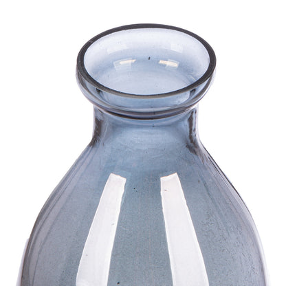Βάζο Μπουκαλιού "Canus" Γυάλινα Γκρι Ασημί 10x10x24