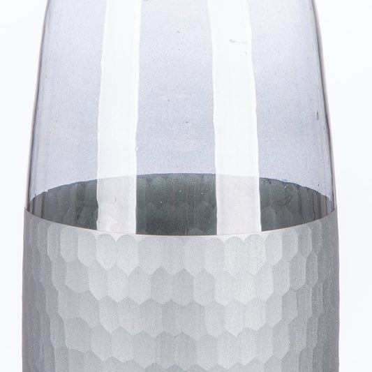 Βάζο Μπουκαλιού "Canus" Γυάλινα Σκεύη Γκρι Ασημί 13x13x33