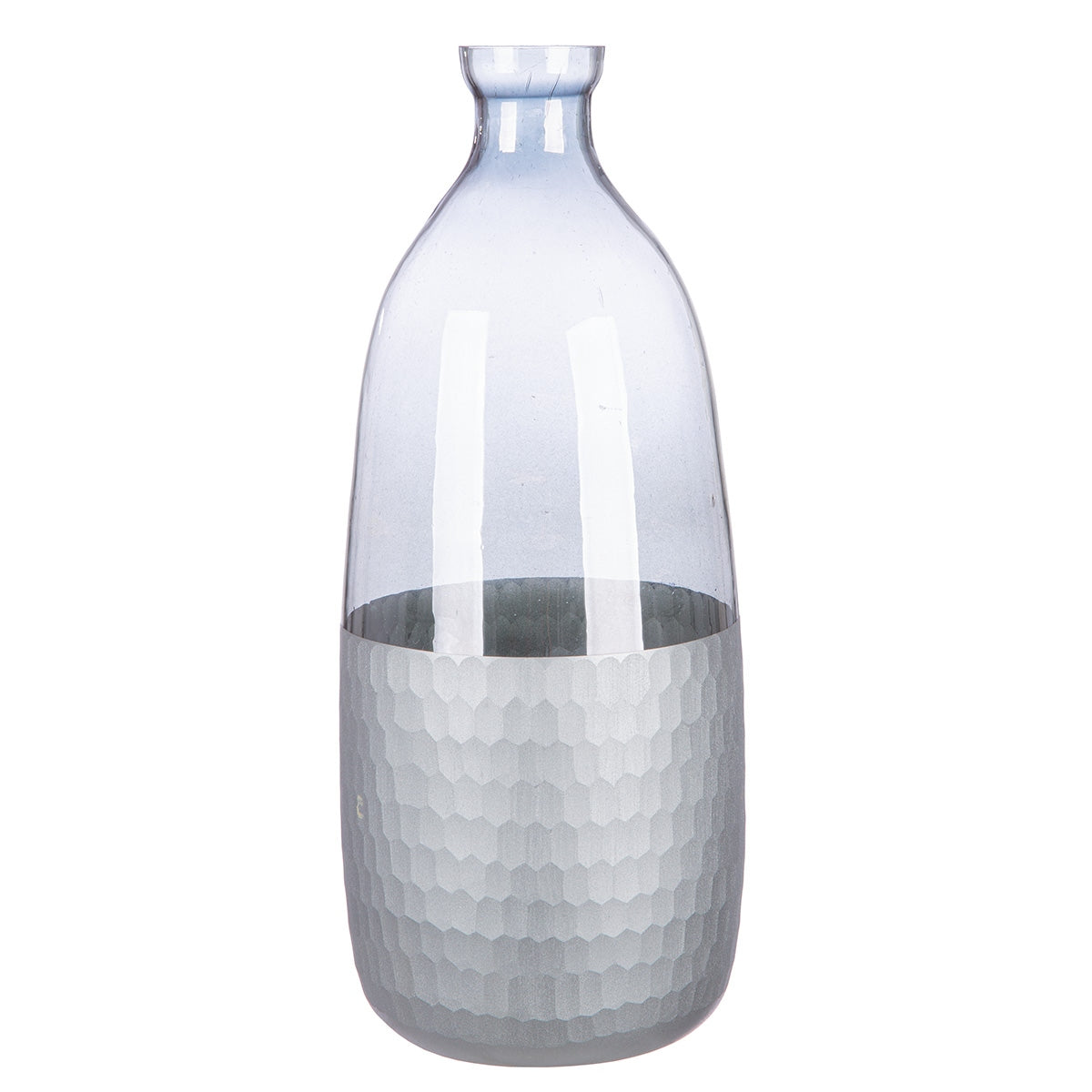 Βάζο Μπουκαλιού "Canus" Γυάλινα Σκεύη Γκρι Ασημί 13x13x33