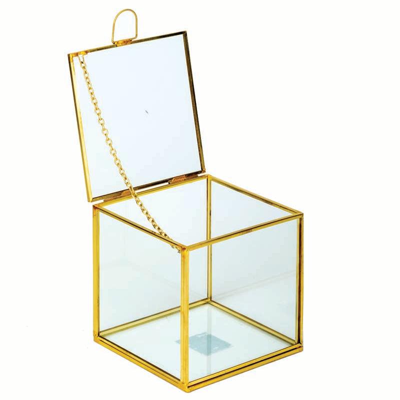 Κουτάκι Γυάλινο με Μεταλλική Βάση 10x10x10