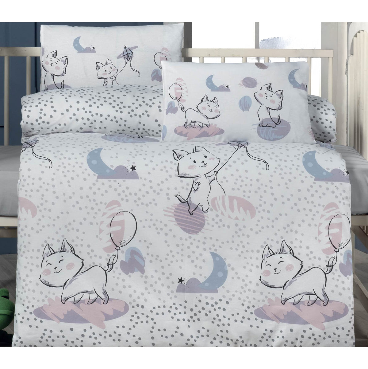 Σετ Σεντόνια Βρεφικά Art 5614 100x150εκ Γκρι/Λιλά