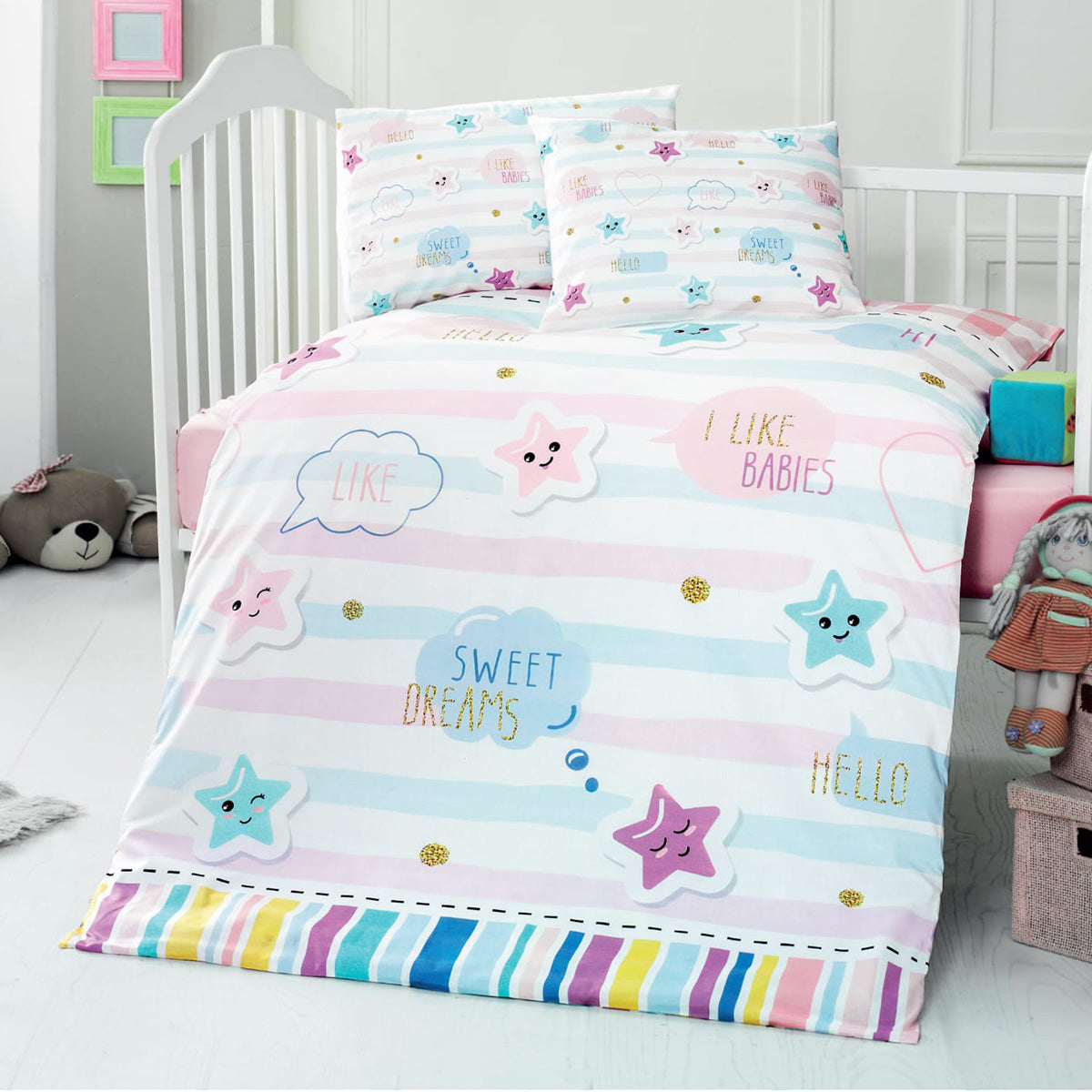 Σετ Σεντόνια Βρεφικά Art 5619 100x150εκ Ροζ