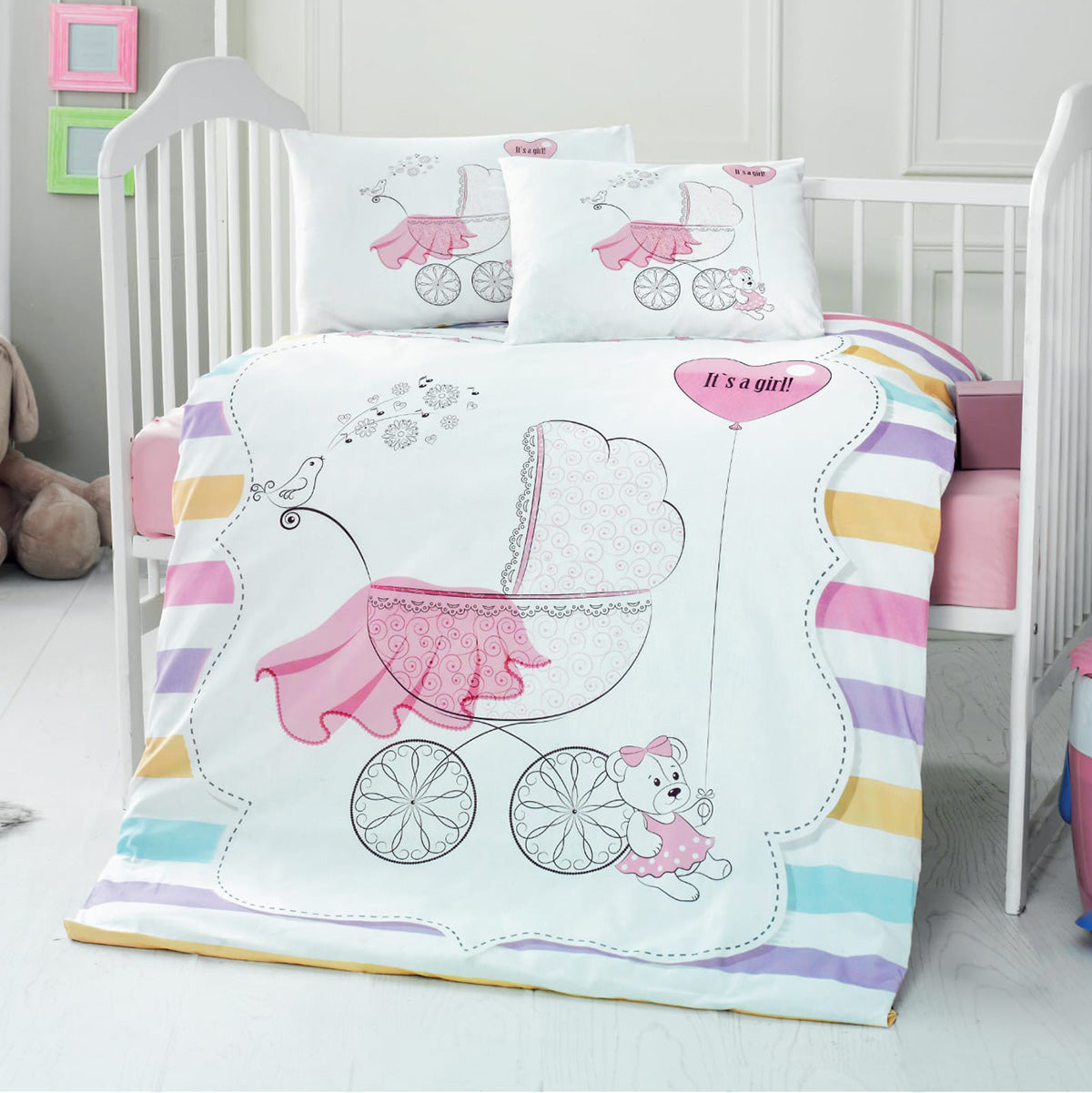 Σετ Σεντόνια Βρεφικά Art 5621 100x150εκ Ροζ