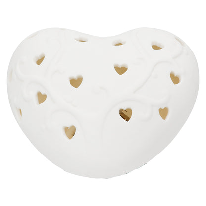 Διακοσμητικό Αντικείμενο (LED) Καρδιά Πορσελάνη Λευκό 10x9x5