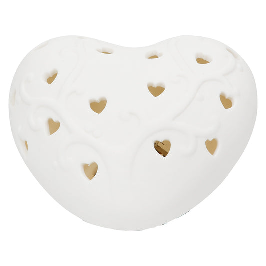 Διακοσμητικό Αντικείμενο (LED) Καρδιά Πορσελάνη Λευκό 10x9x5