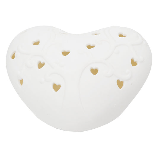 Διακοσμητικό Αντικείμενο (LED) Καρδιά Πορσελάνη Λευκό 16x14x8
