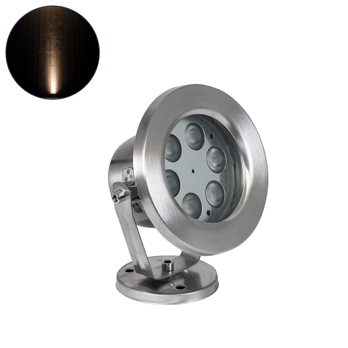 UNDERWATER-DEDY 90426 Υποβρύχιο Επιφανειακό Φωτιστικό Σποτ Ειδικό για Σιντριβάνια - Πισίνες - Τζακούζι LED 6W 540lm 30° DC 24V Αδιάβροχο IP68 Μ12 x Π7.5 x Υ14.5cm Θερμό Λευκό 2700K - Ανοξείδωτο Ατσάλι SS304