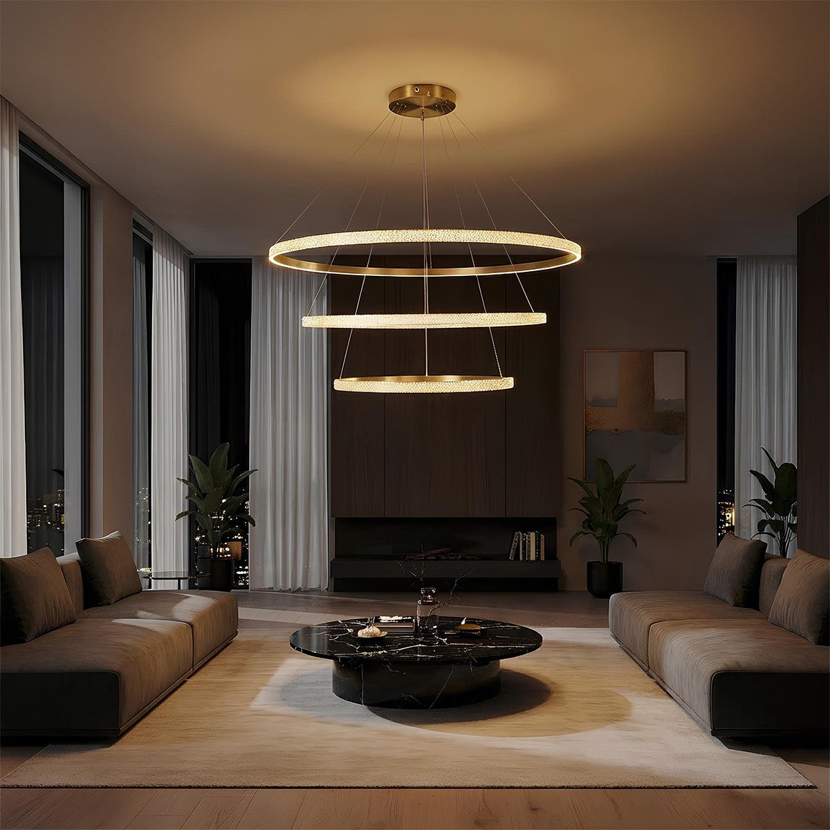 DIAMOND KLV-101-0242 Κρεμαστό Φωτιστικό Οροφής LED 150W 15000lm 180° AC 220-240V IP20 Ρυθμιζόμενο Λευκό CCT με Χειριστήριο από 2700K έως 6000K Dimmable - Lumileds SMD Chip - Χρυσό Πλατίνα - Μ100 x Π100 x Υ100