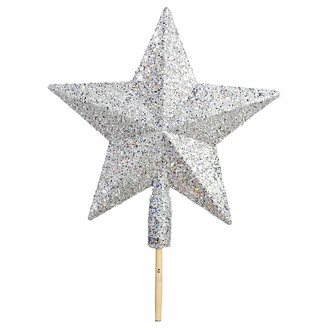 Κορυφή Πλαστική με Glitter Ασημί 20εκ