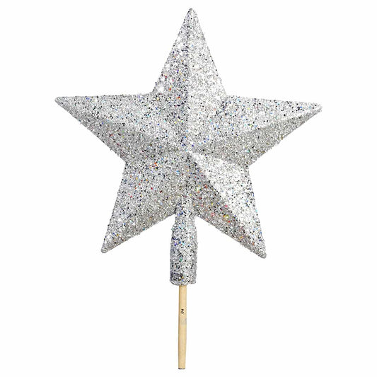Κορυφή Πλαστική με Glitter Ασημί 20εκ