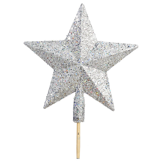 Κορυφή Πλαστική με Glitter Ασημί 15εκ