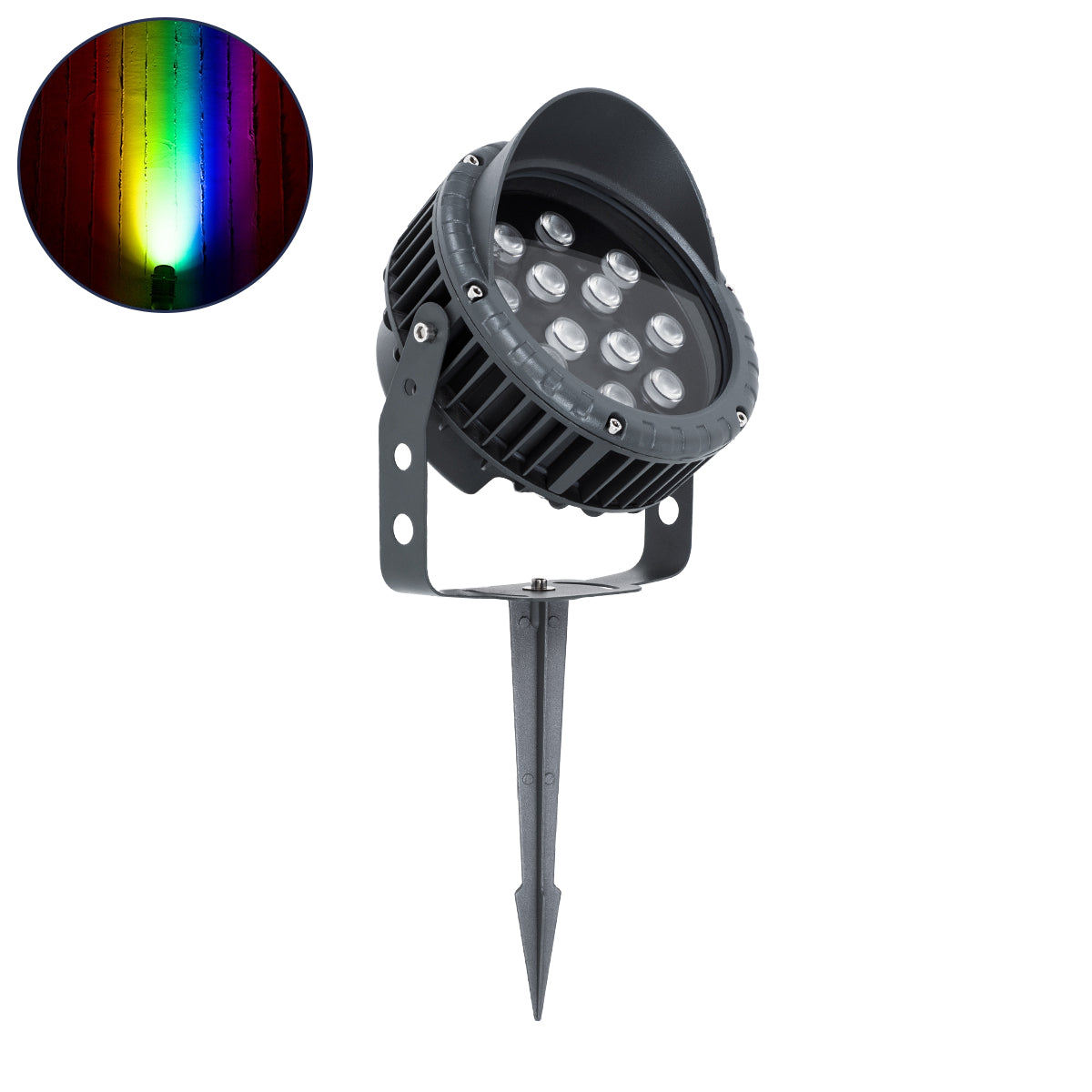 TREELIGHT-VINA 90362 Σποτ Φωτισμού με Αντιθαμβωτική Γρίλια Ειδικό για Φυτά - Δέντρα με Βάση Κήπου / Καρφωτό LED 24W 2040lm 10° DC 24V Αδιάβροχο IP65 L21.5 x W18.3 x H14cm RGBW DMX512 - Γκρι Ανθρακί