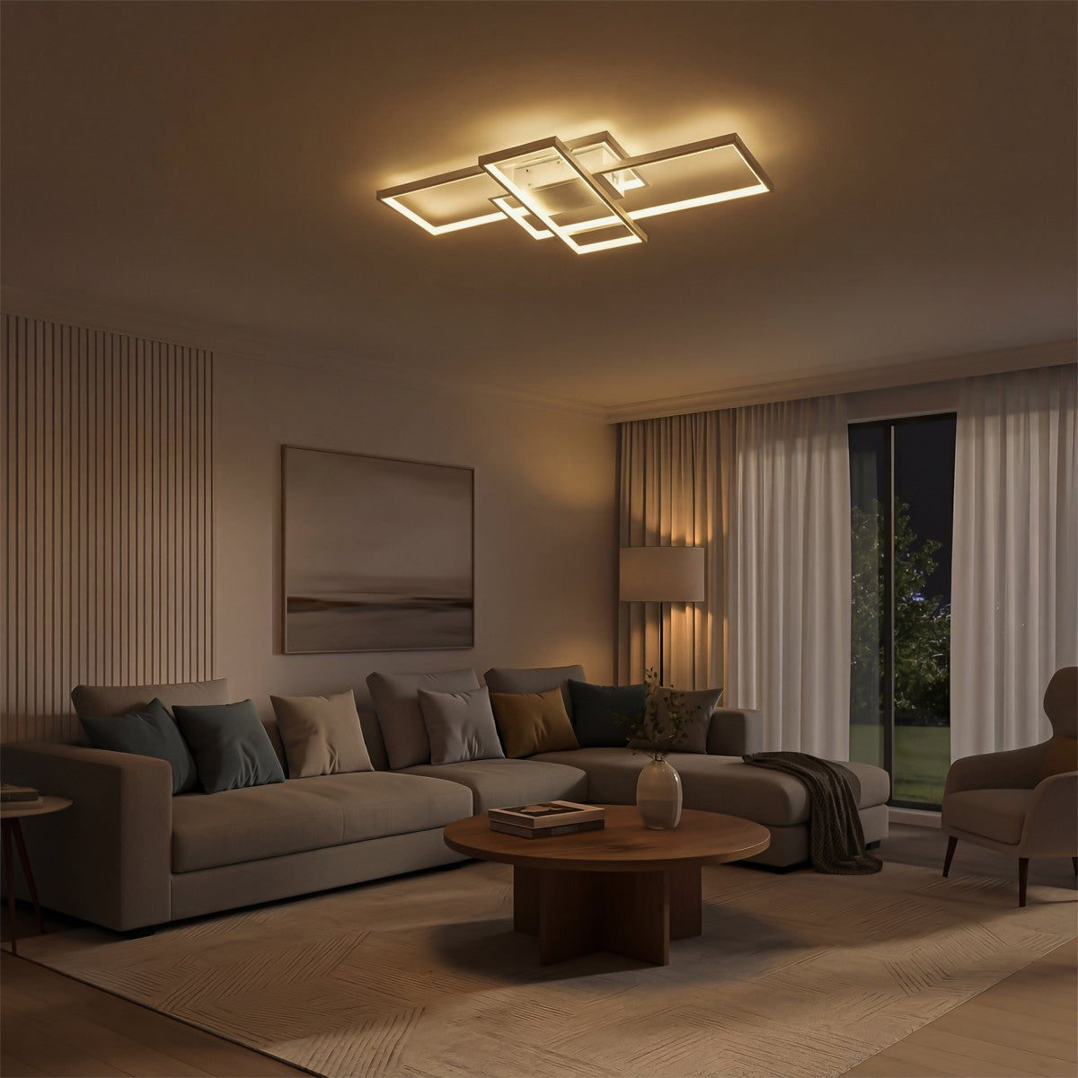 QUADRA KLV-101-0294 Φωτιστικό Οροφής LED 100W 10000lm 120° AC 220-240V IP20 Ρυθμιζόμενο Λευκό CCT με Χειριστήριο από 2700K έως 6000K Dimmable - Lumileds SMD Chip - Λευκό Ματ - Μ85 x Π45 x Υ9