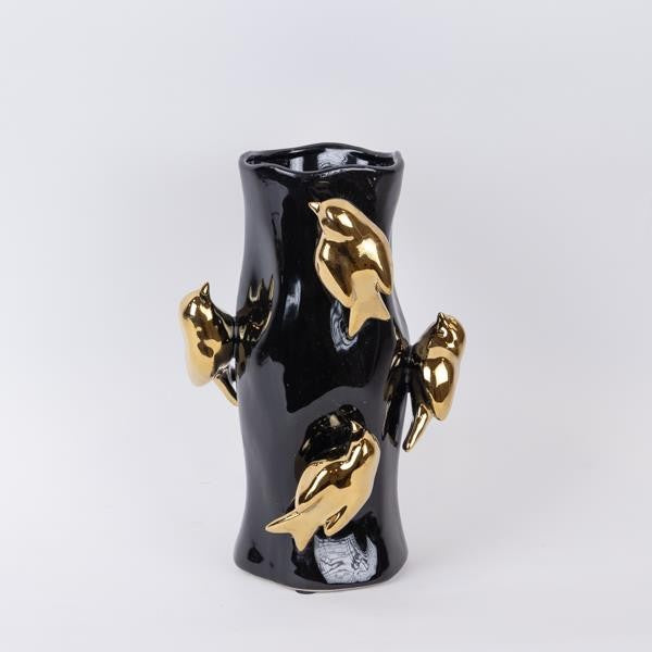 ΒΑΖΟ ΚΕΡΑΜΙΚΟ ΜΑΥΡΟ-ΧΡΥΣΟ 20x20x31