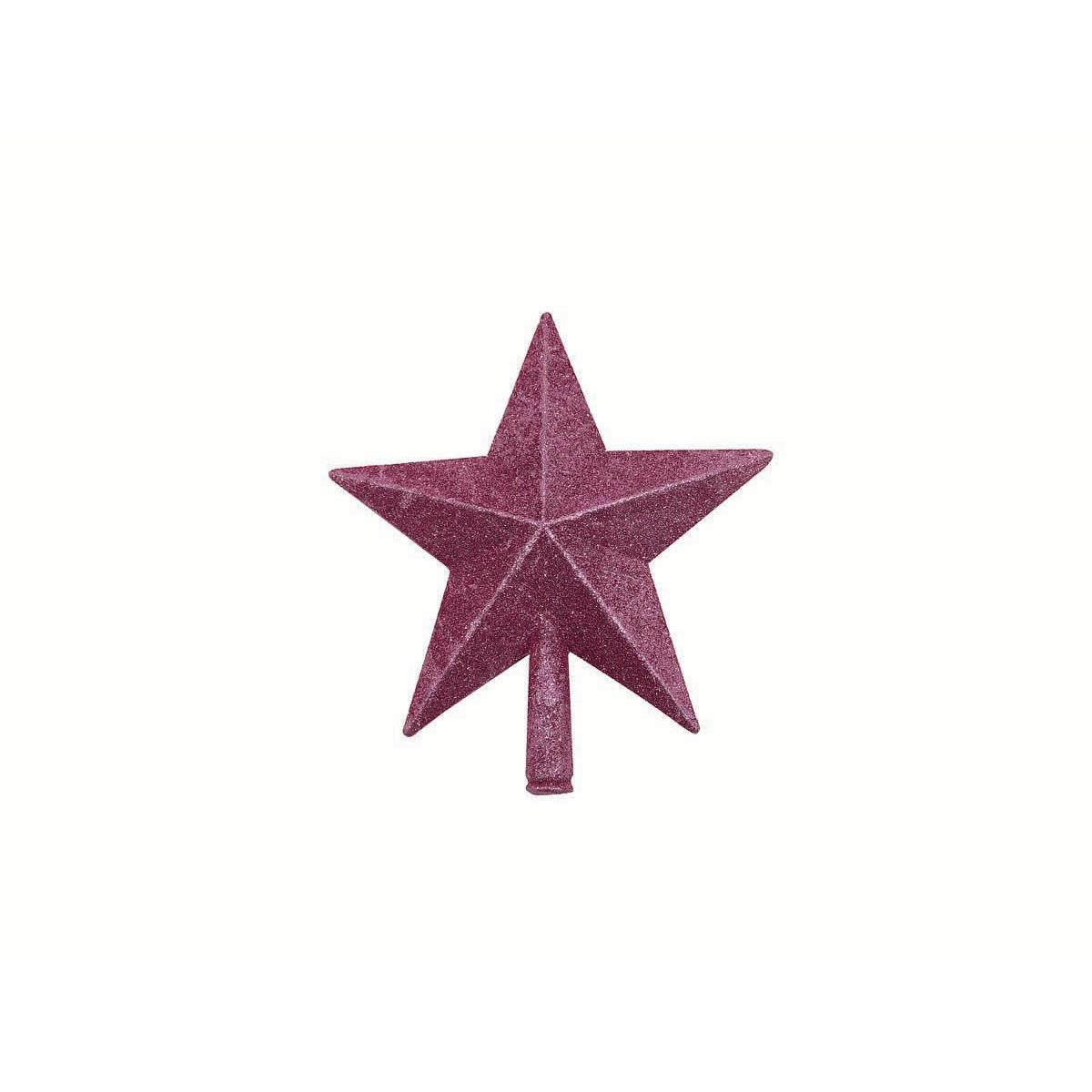Κορυφή Δέντρου Πλαστική με Glitter Ροζ 20εκ