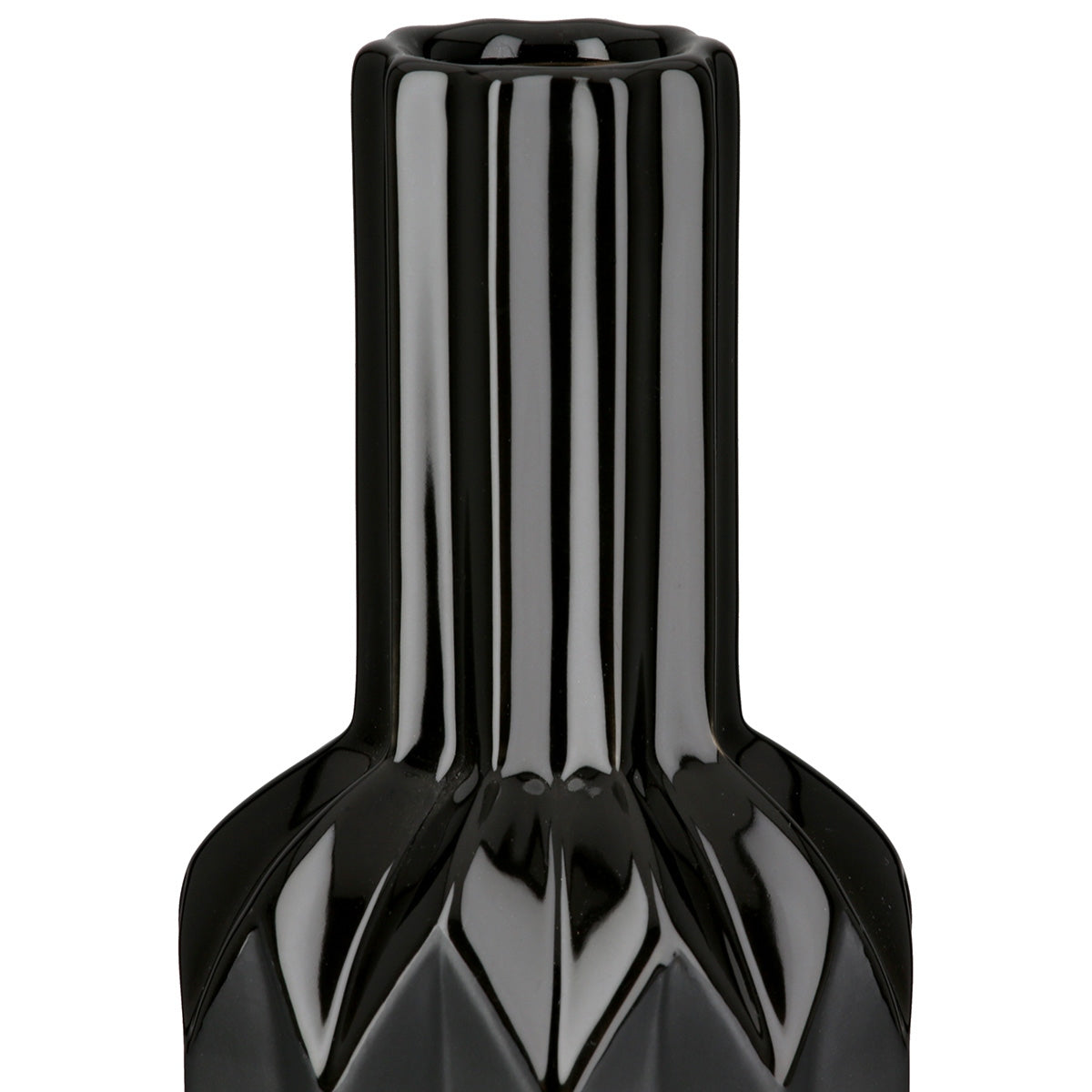 Βάζο Μπουκαλιού Κωνικό Κεραμικό Μαύρο 10x10x38
