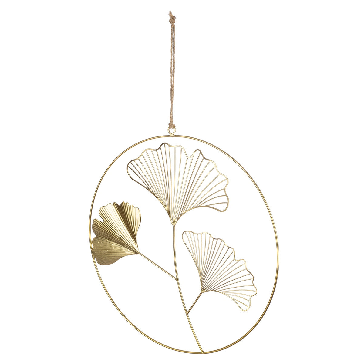 Κρεμάστρα Στρογγυλό Ginkgo Motif Μεταλλικό Χρυσό Χρώμα 34x1x49